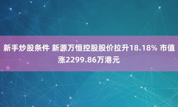 新手炒股条件 新源万恒控股股价拉升18.18% 市值涨2299.86万港元
